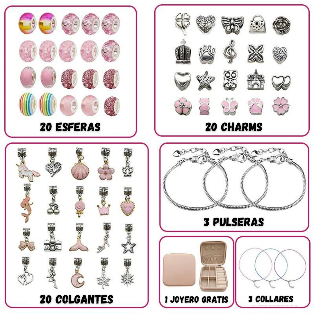 Kit de 66 Accesorios para Crear Pulseras + Joyero GRATIS