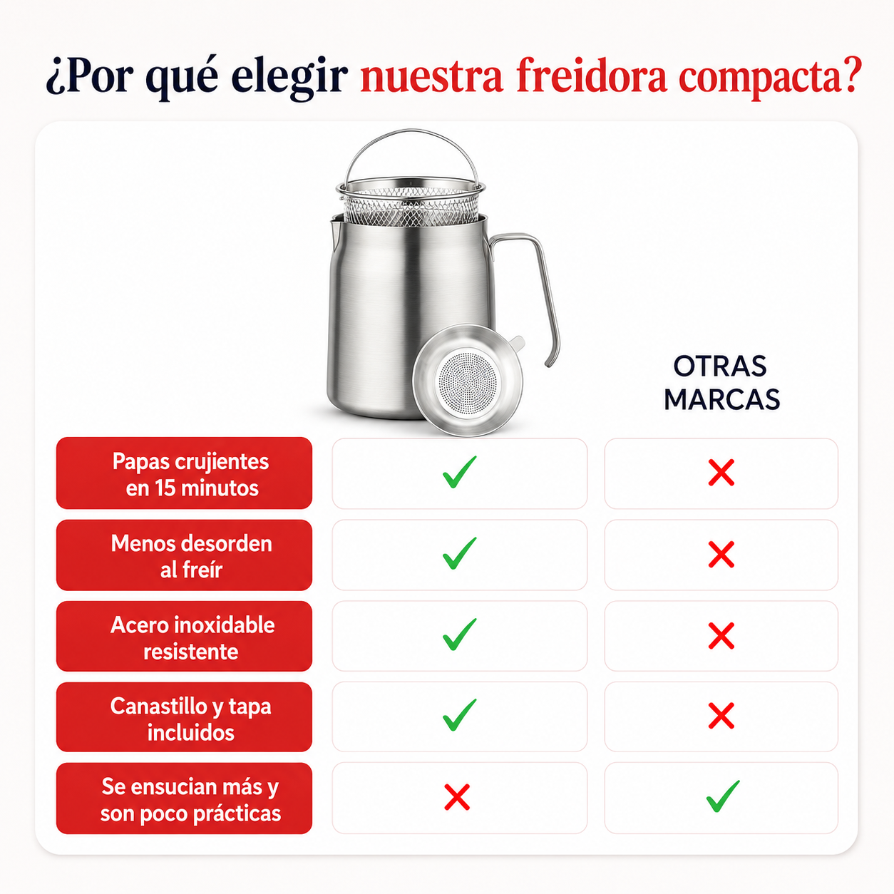 Freidora de Inmersión · Fritura Crujiente y Pareja (Oferta Especial)