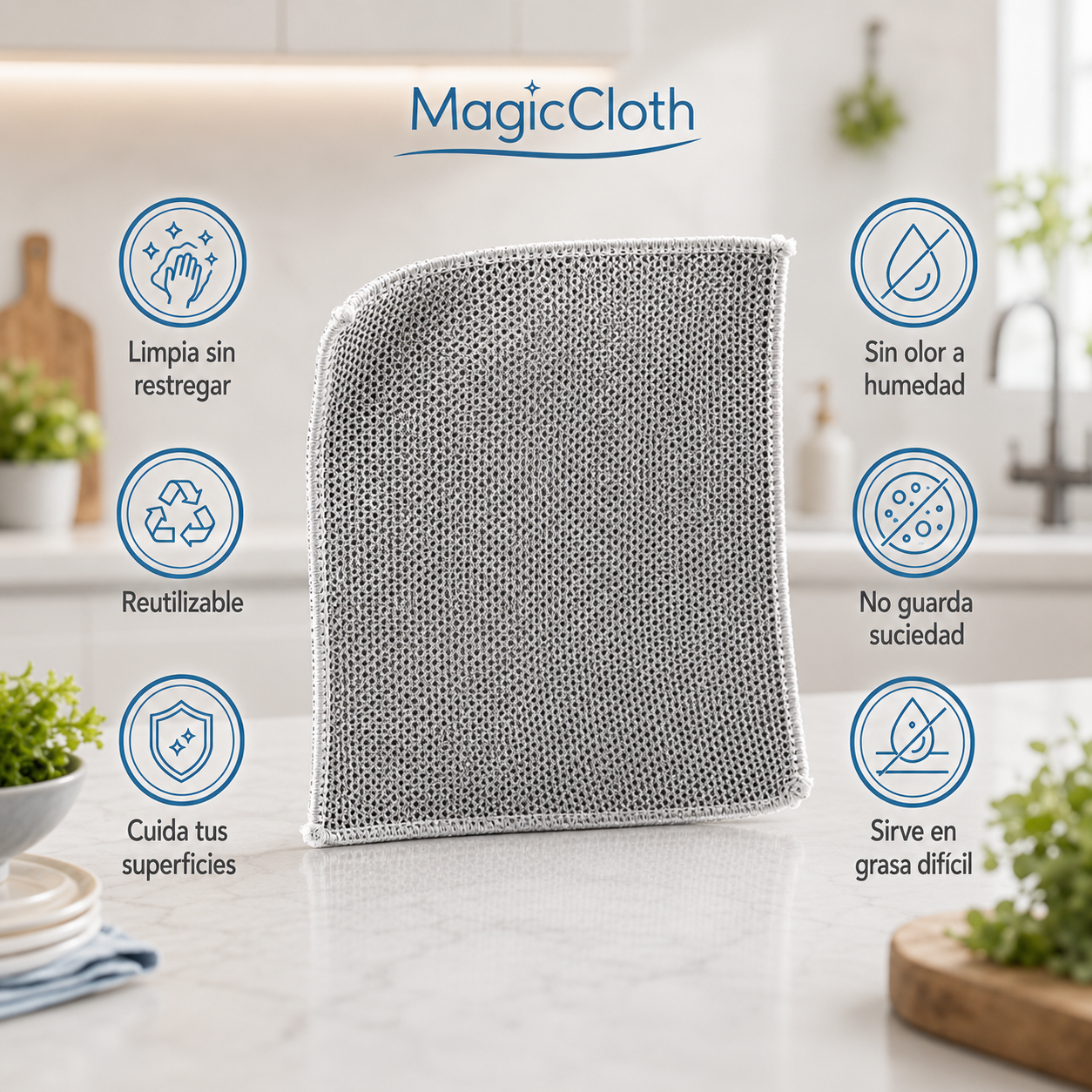 Paño Mágico Microfibra · Levanta la Grasa Sin Detergente ni Restregar (Lleva 2 Paga 1)