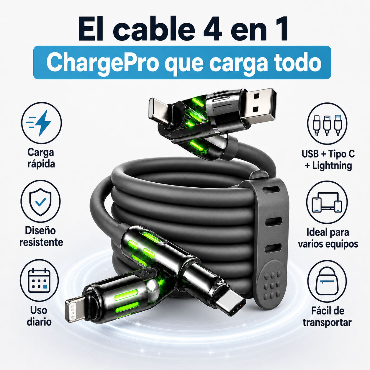 Cable Cargador Universal | Un Cable para Todo (Lleva 2 Paga 1)