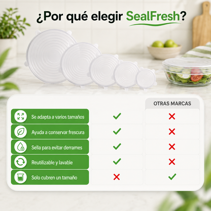 Pack 5 Tapas Siliconas | Sella Hermético y Conserva Frescura (LLeva 2 Paga 1)