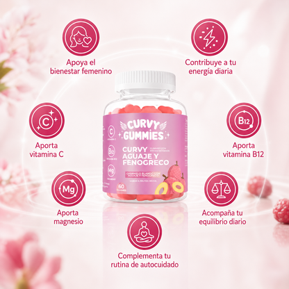 Gomitas Curvy | Bienestar Femenino y Energía, con Aguaje y Fenogreco (Lleva 2 Paga 1)