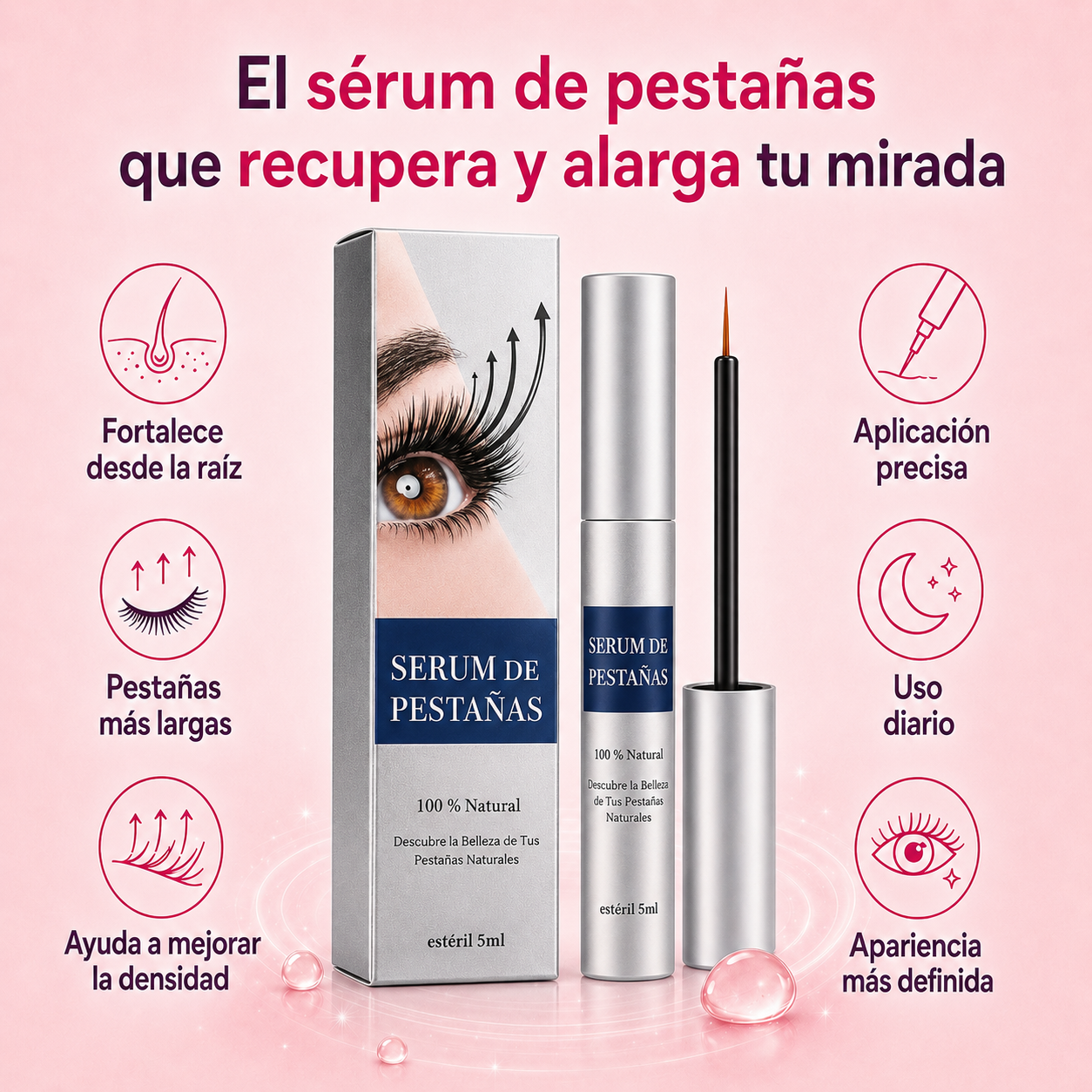 Sérum de Pestañas · x10 Crecimiento de Pestañas Desde la Raíz (Lleva 2 Paga 1)
