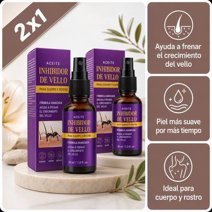Aceite Inhibidor de Vello | Frena el Crecimiento del Vello Corporal (Lleva 2 Paga 1)