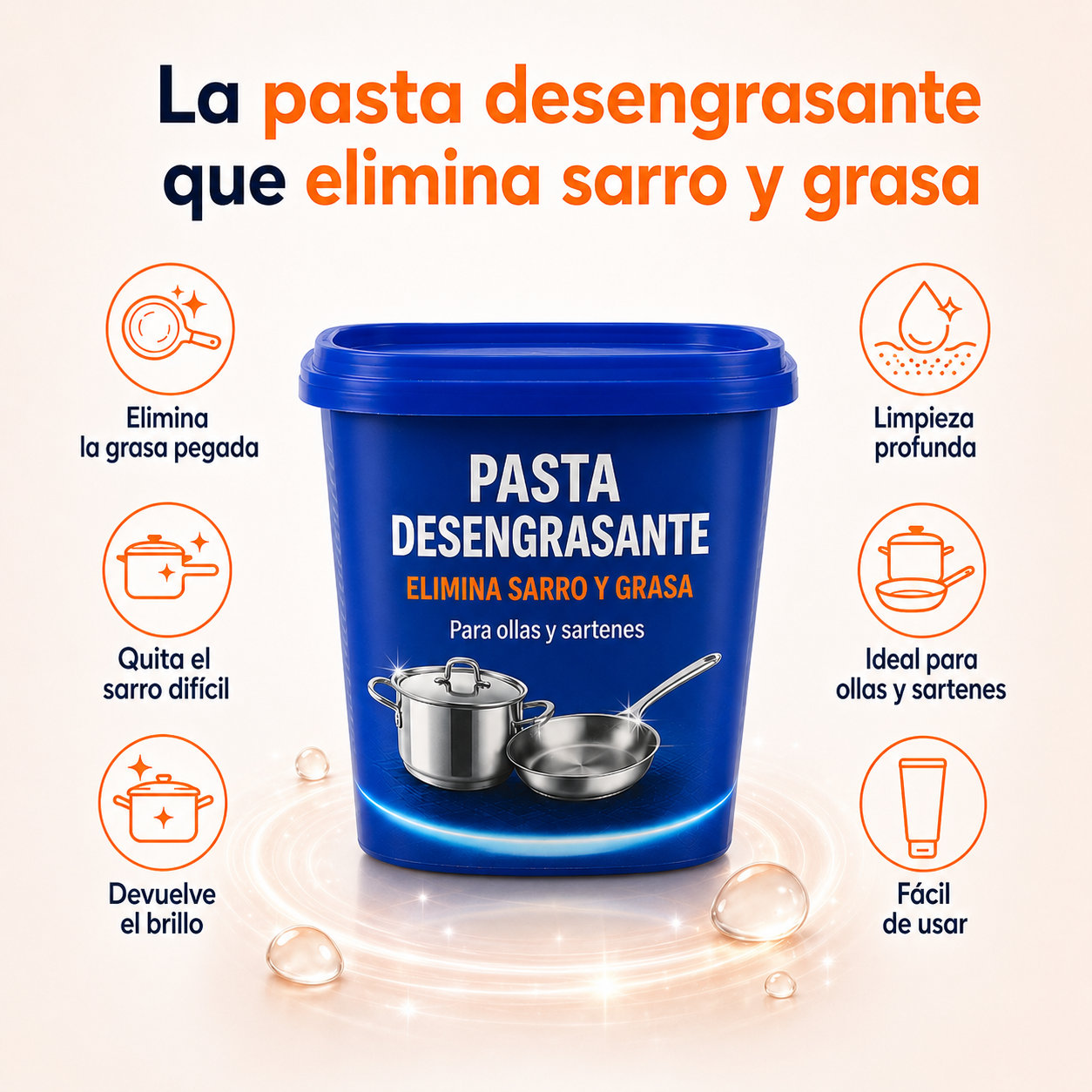 Pasta Desengrasante | Elimina Sarro y Grasa de Ollas y Sartenes (Lleva 3 Paga 1)