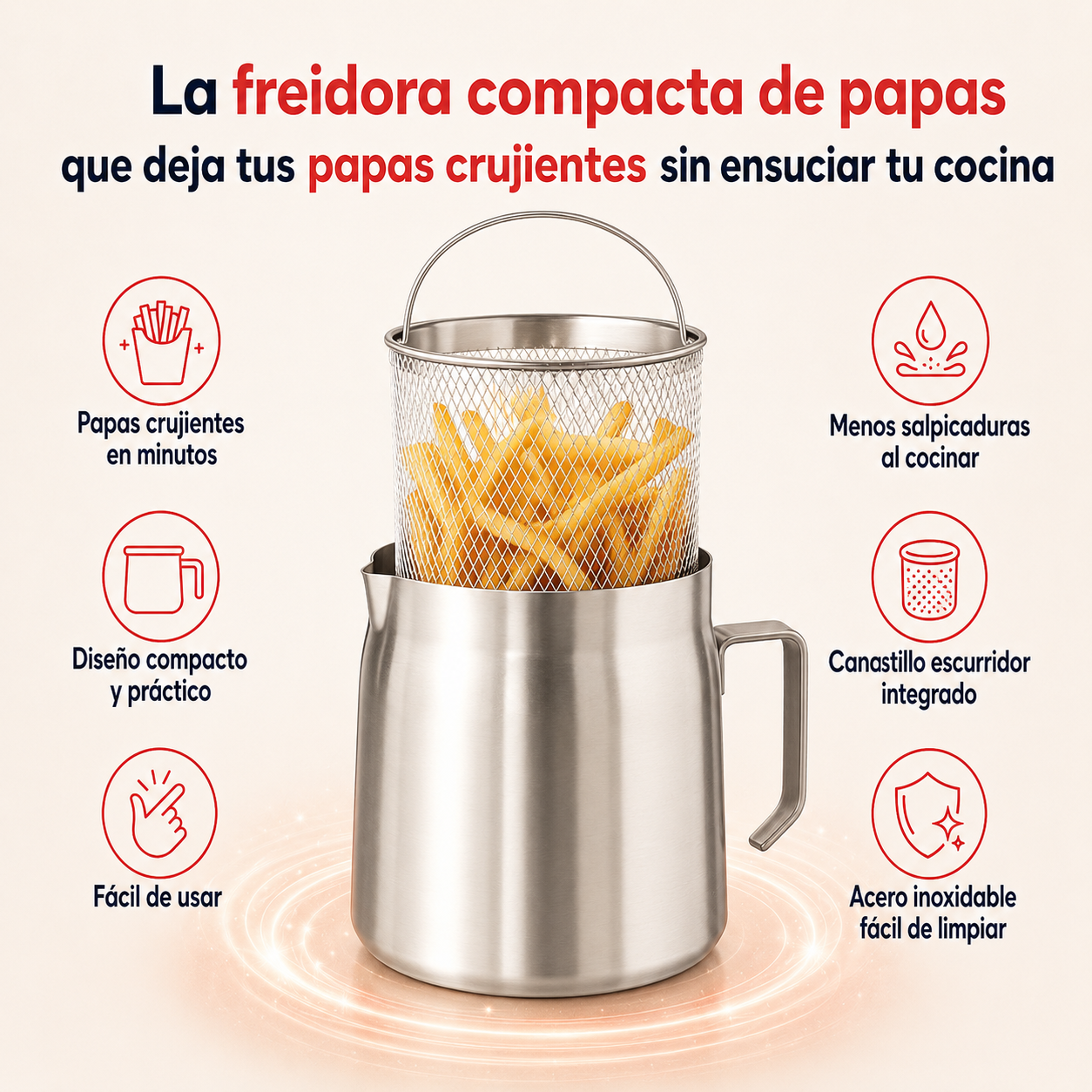 Freidora de Inmersión · Fritura Crujiente y Pareja (Oferta Especial)