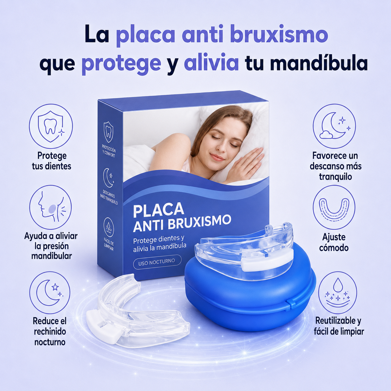 Placa Anti Bruxismo · Despierta Sin Dolor de Mandíbula Ni Dientes Desgastados (Lleva 2 Paga 1)