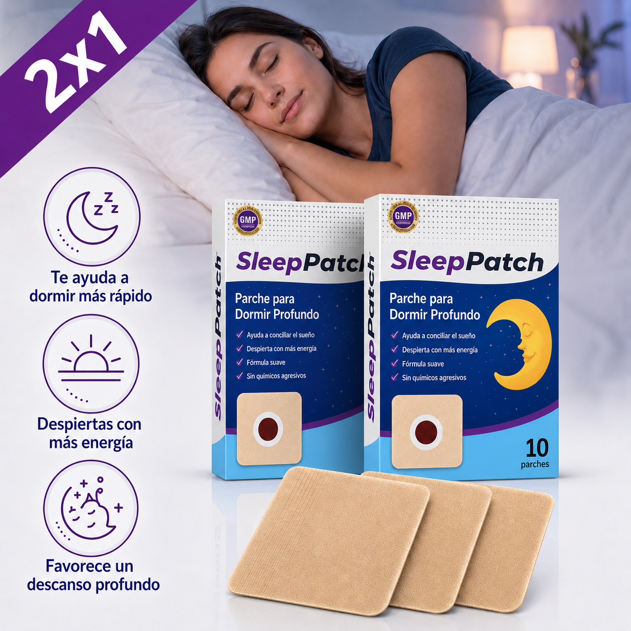 Parches para Dormir · Inductores de Sueño Natural (Lleva 2 Paga 1)