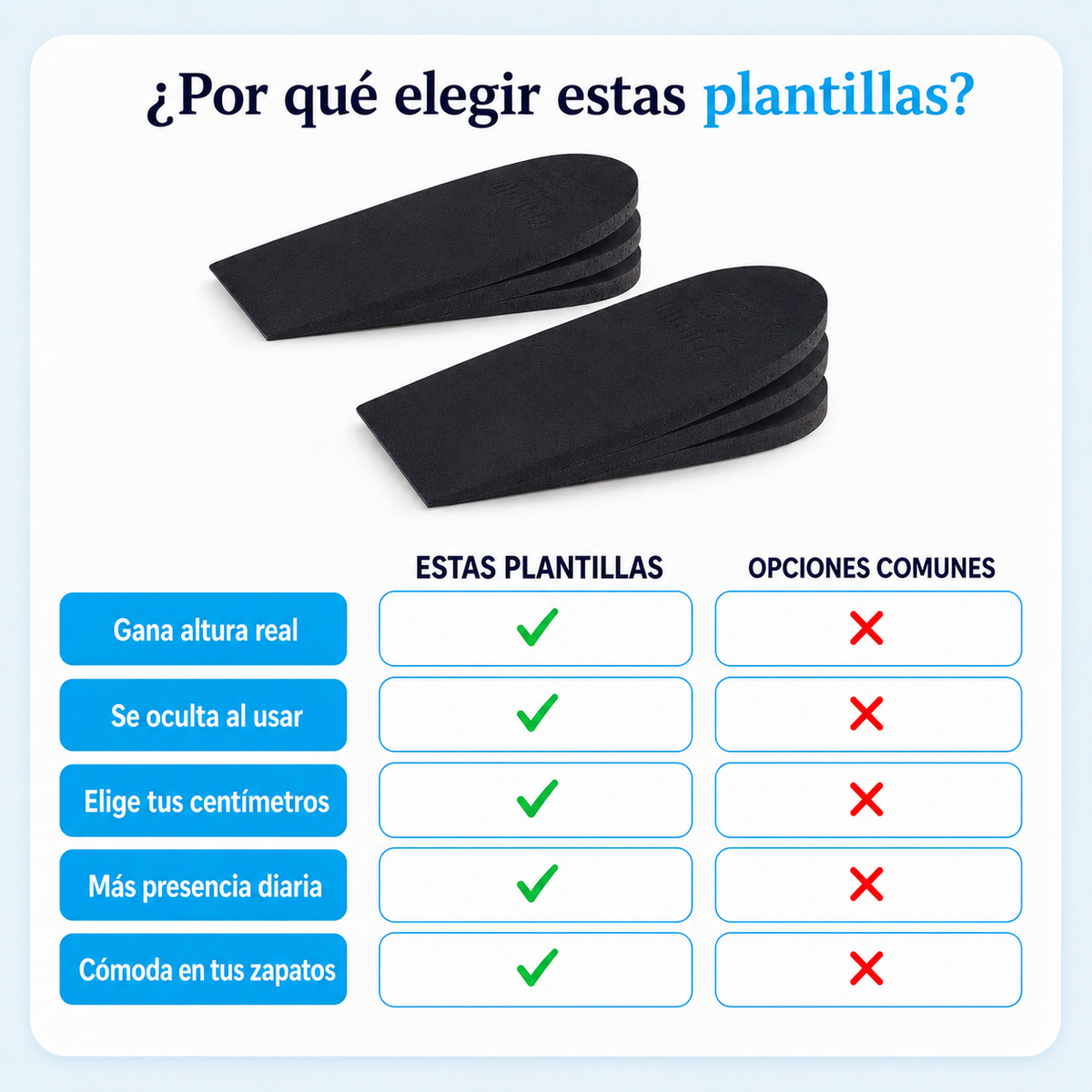 Plantillas de Altura Invisibles | Sube Centímetros Sin Que Nadie Lo Note (Lleva 2 Paga 1)