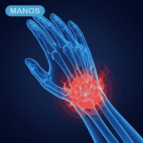 Parches dolor articular antes y despues - zona roja de dolor y alivio localizado con el parche en manos, hombro, rodilla, codo, tobillo