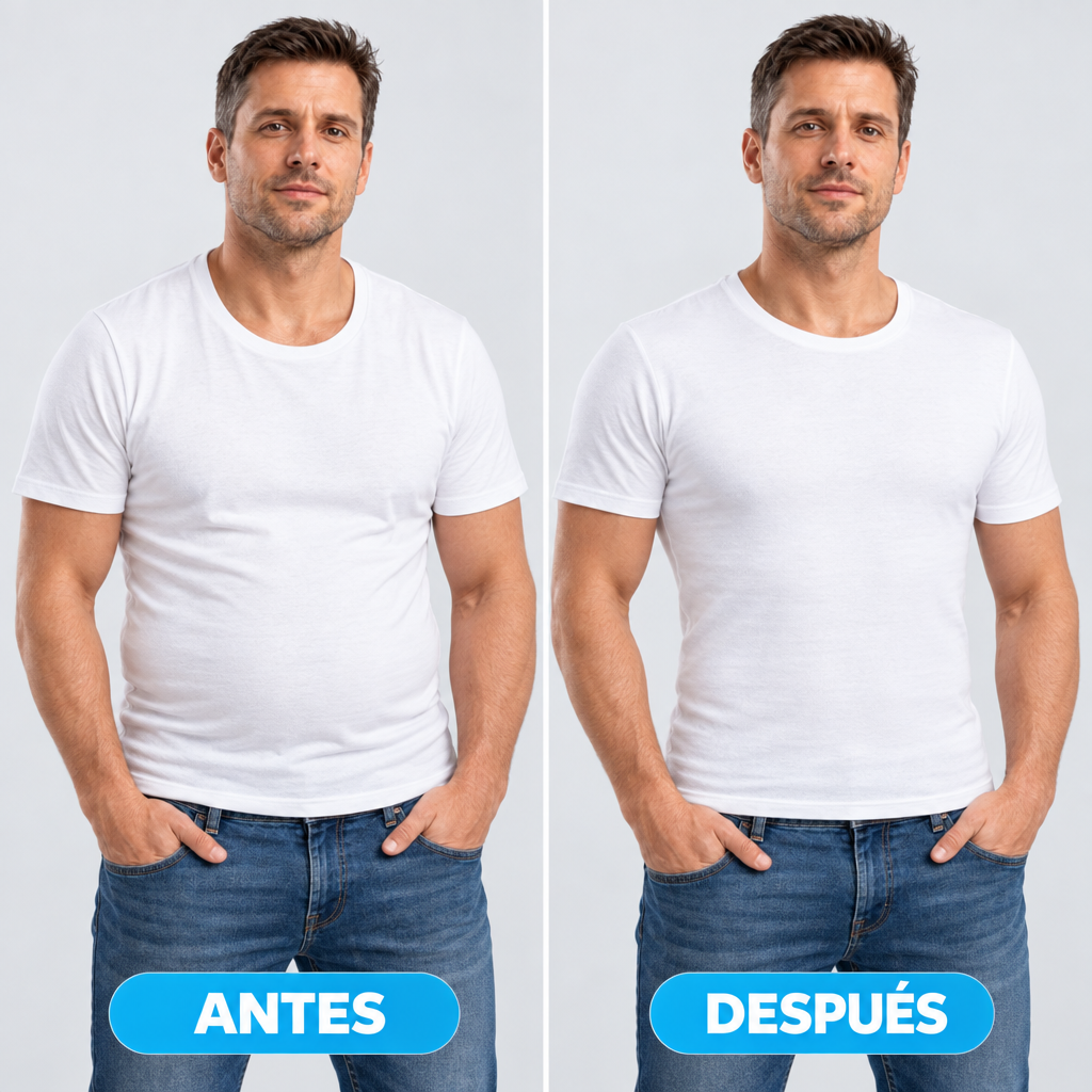 Antes y después con la camiseta compresiva