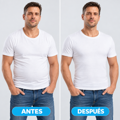 Antes y después con la camiseta compresiva