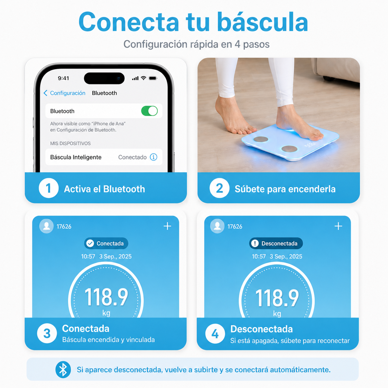 Pesa Inteligente | Controla tu Peso y Grasa Corporal