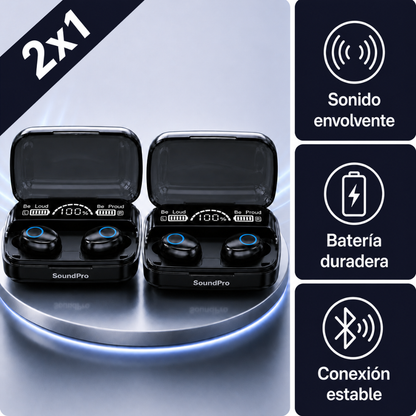 Audífonos Inalámbricos | Sonido Potente que Dura Todo el Día (Lleva 2 Paga 1)