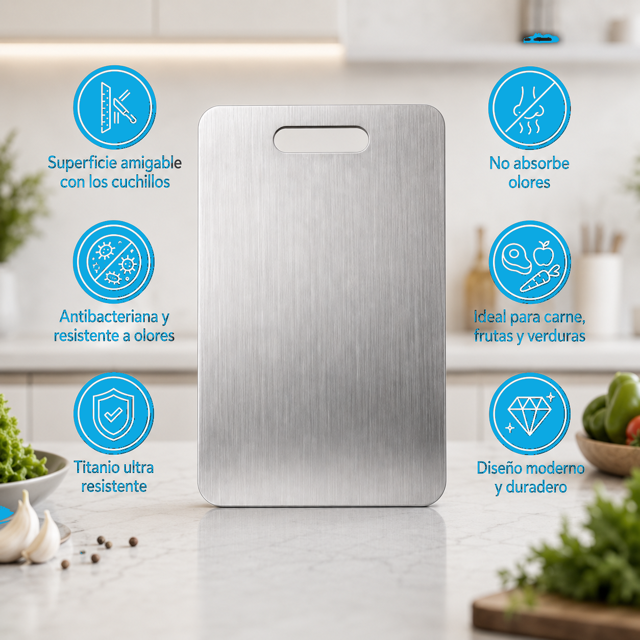 Tabla de Acero Inoxidable | Corta sin Soltar Microplásticos a tu Comida (Lleva 2 Paga 1)