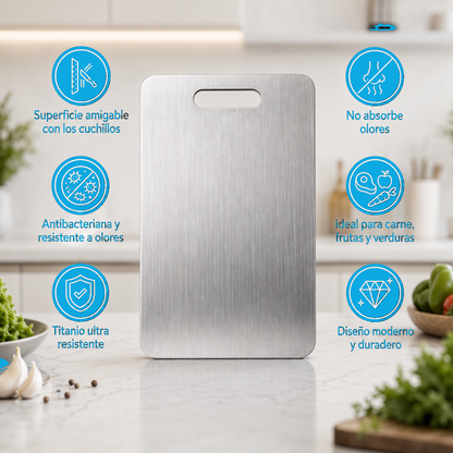 Tabla de Acero Inoxidable | Corta sin Soltar Microplásticos a tu Comida (Lleva 2 Paga 1)